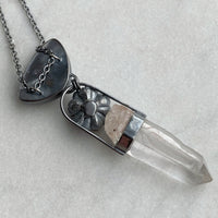 Turquoise and Quartz Necklace with Succulent